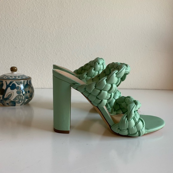 Liliana Twisted Mint sandals with braided straps, GUC, thick‎ 4.5” heel, size 10 - Picture 4 of 13